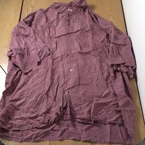 Mens 100% Silk Button-Up Shirt Mauve Size XLarge